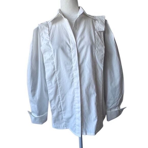 Commense White Blouse 100% Cotton Button Down Long Sleeve Tailored SZ S NEW - Picture 1 of 14